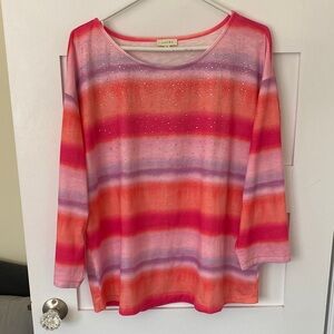 Womb’s Laura XL Top Rhinestones 3/4 Sleeves Polyester/Viscose Like New